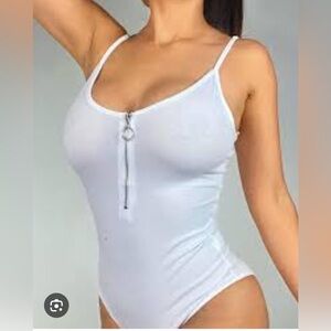 White Sleeveless Fitted Bodysuit